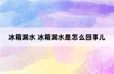 冰箱漏水 冰箱漏水是怎么回事儿